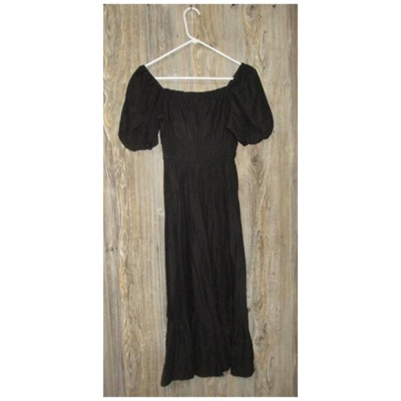 Dizzy Lizzy Women's Black Peasant Style Short Slv Dress Ruffles Size Medium Boho - Picture 13 of 13